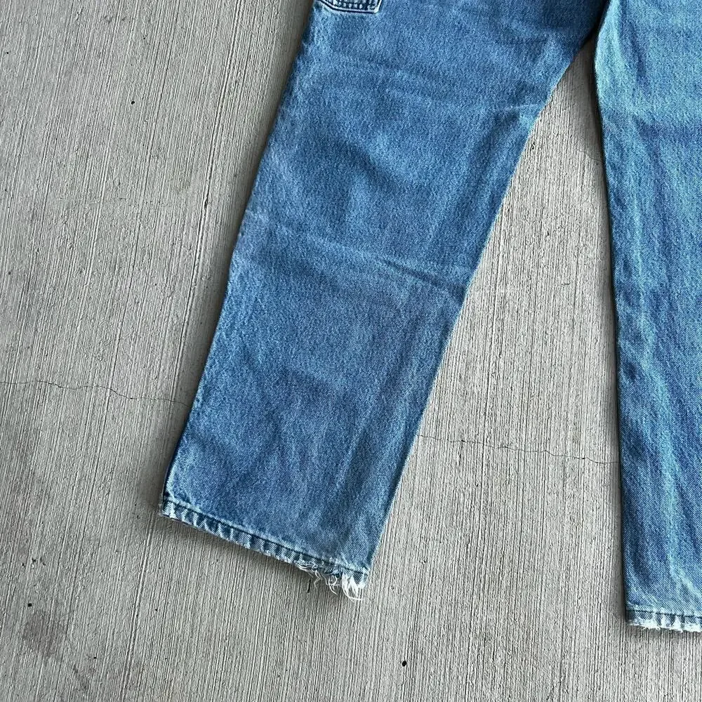 Carhartt faded denim blue jean double knee work wear carpenter pants